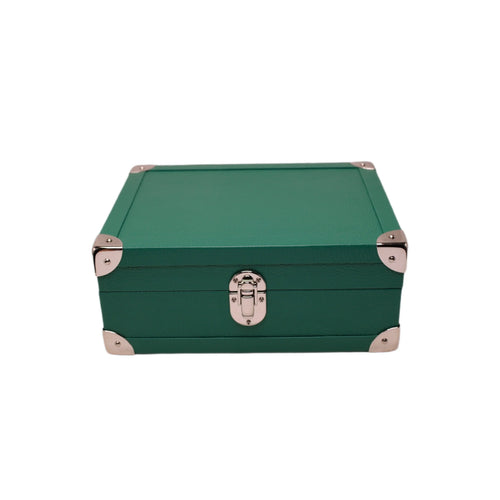 8-Place Watchbox in green leather, open showing interior - Oberndörfer Milano