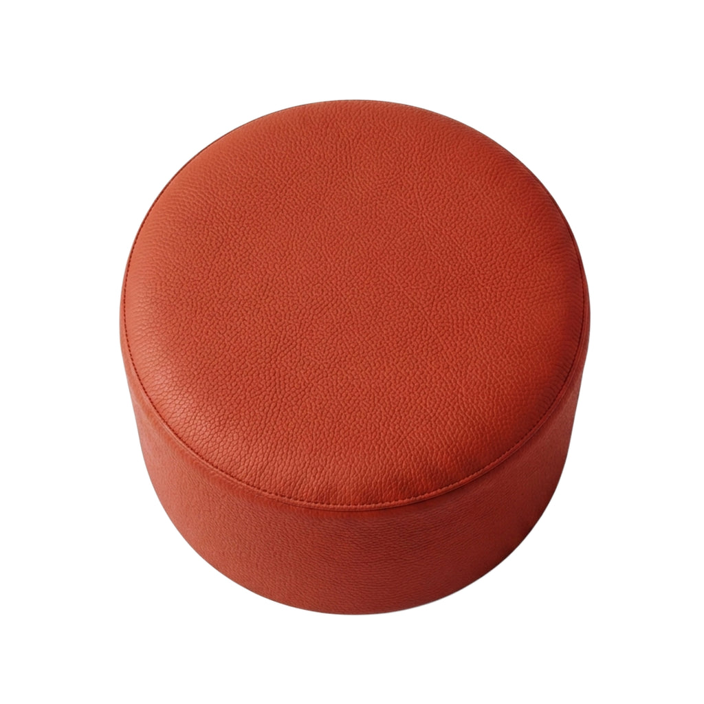 Orange Leather Pouf
