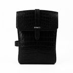 Genuine black crocodile leather bag  - handmade in Italy by Oberndörfer Milano, goat leather lined