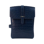Genuine blue matte crocodile leather bag - handmade in Italy by Oberndörfer Milano, goat leather lined