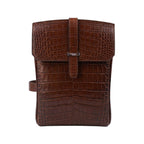 Genuine brown matte crocodile leather bag- handmade in Italy by Oberndörfer Milano, goat leather lined