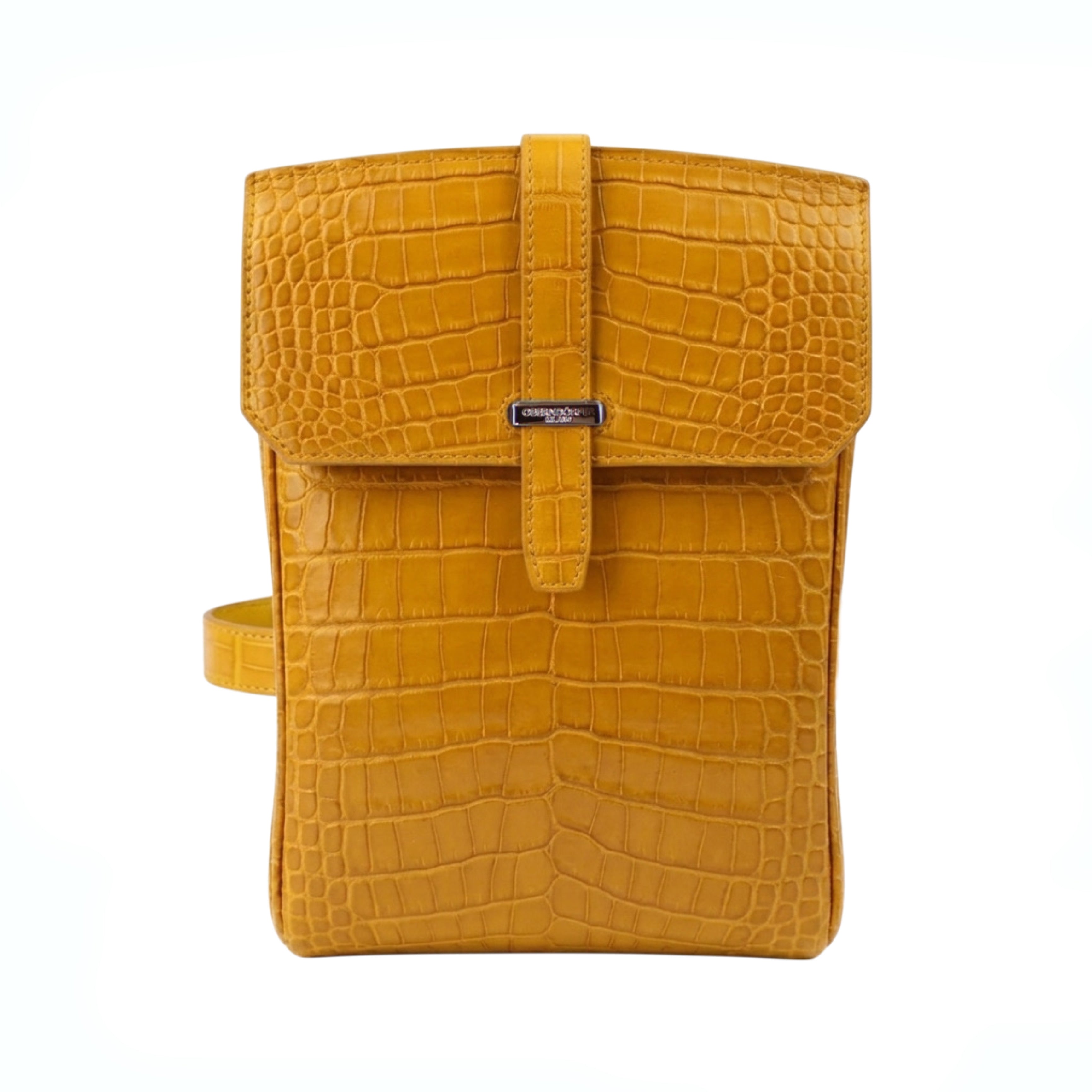 Genuine crocodile leather bag in yellow - handmade in Italy by Oberndörfer Milano