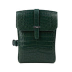 Genuine matte crocodile leather bag in green - handmade in Italy by Oberndörfer Milano, goat leather lined