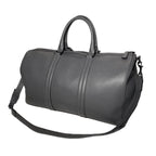 Weekend Bag in grey Italian calf leather, closed exterior view - Oberndörfer Milano