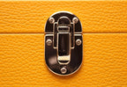 3-Place Watchbox in yellow leather, side view showing craftsmanship