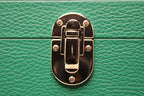 3-Place Watchbox in green leather, interior showing memory foam pillows