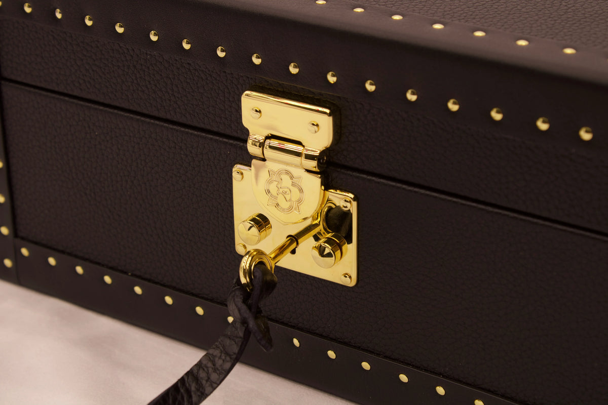 Jewelry Box x Trax NYC, close-up of full-grain leather texture