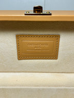 Watch & Jewelry Box in brown leather, close-up of leather texture