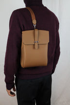 Italian leather crossbody bag worn over shoulder - SAC backpack by Oberndörfer