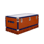 Italian leather trunk with palladium brass hardware and hand-cut leather fringes - luxury leather storage chest,