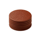 Set of 7 brown full-grain calf leather coasters stacked - Italian leather coaster set handmade in Italy by Oberndörfer Milano