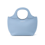 Light Blue Togo calf leather tote bag, handmade in Italy front - Bag Model 017 by Oberndörfer