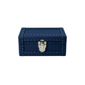 Midnight navy grained calf leather watch box for 3 watches - Oberndörfer Milano, made in Italy