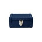 Midnight navy grained calf leather watch box for 3 watches - Oberndörfer Milano, made in Italy