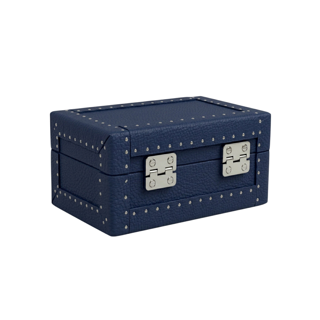Navy blue leather 3-place watch storage box - Oberndörfer Milano luxury watch box for men