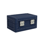 Navy blue leather 3-place watch storage box - Oberndörfer Milano luxury watch box for men