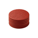 Set of 7 orange full-grain calf leather coasters stacked - Italian leather coaster set handmade in Italy by Oberndörfer Milano
