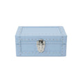Sky blue leather watch box closed - luxury Italian watch storage case, handmade in Italy