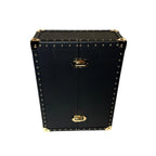 Leather Necklace Box with gold-tone studs, closed exterior view - Oberndörfer Milano