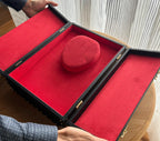 Leather Necklace Box angled view on display