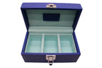 3-Place Watchbox in blue leather, interior showing memory foam pillows