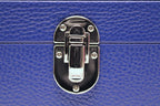 3-Place Watchbox in blue leather, side view showing craftsmanship