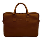 Brown Togo leather briefcase, handmade in Italy - Oberndörfer Milano