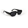 Oberndorfer Milano handmade black acetate geometric sunglasses made in Italy with solid dark German Zeiss lenses.