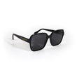 Oberndorfer Milano handmade oversized black acetate square sunglasses made in Italy with solid dark German Zeiss lenses.