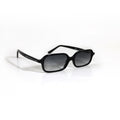Oberndorfer Milano handmade slim black acetate rectangle sunglasses with grey gradient German Zeiss lenses.