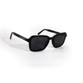 Oberndorfer Milano handmade black acetate square sunglasses made in Italy with solid dark German Zeiss lenses.