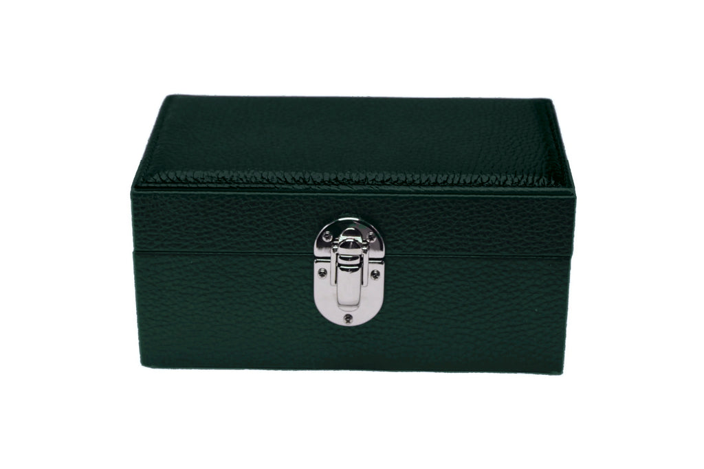 3-Place Watchbox in dark green leather, closed exterior view