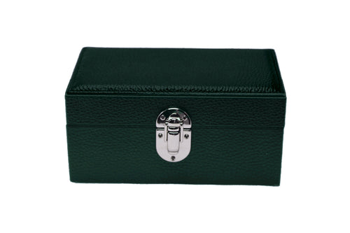 3-Place Watchbox in dark green leather, closed exterior view