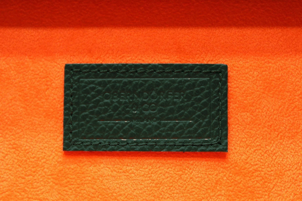 3-Place Watchbox in dark green leather, embossed leather label inside the lid
