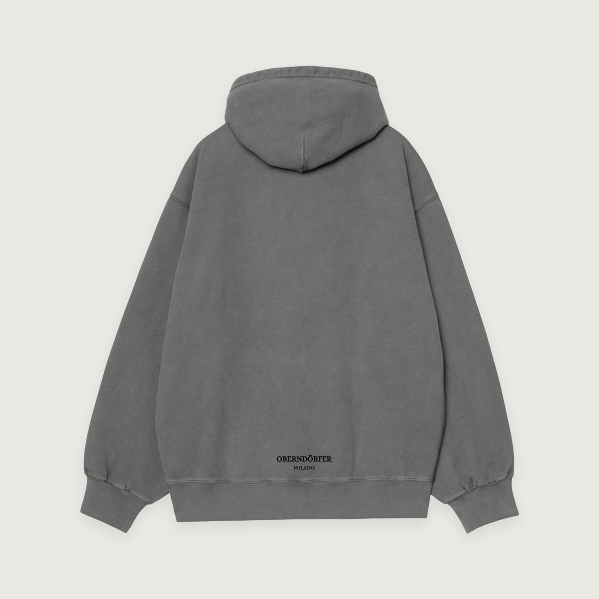 Hoodie OBERNDÖRFER MILANO in grey, back, small lockup at the hem