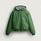 Jacket Progetto Campione in green, front, zipped, hood with checked lining