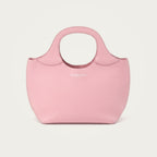 Bag Model 017, a structured Togo leather tote bag in pink, handmade in Italy