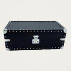 8-place XL leather watch box in black for larger watches, handmade in Milan