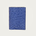 Genuine alligator leather card holder in blue, CITES-compliant