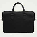 Black Togo leather briefcase, handmade in Italy