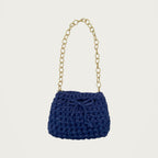 Crochet Handbag - Blue on an ivory studio ground