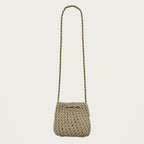 Mini Crochet Handbag - Beige on an ivory studio ground