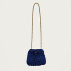 Mini Crochet Handbag - Blue on an ivory studio ground