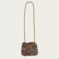Mini Crochet Handbag - Multicolor Print on an ivory studio ground