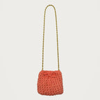 Mini Crochet Handbag - Peach on an ivory studio ground