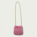 Mini Crochet Handbag - Pink on an ivory studio ground