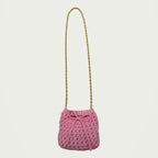 Mini Crochet Handbag - Pink on an ivory studio ground