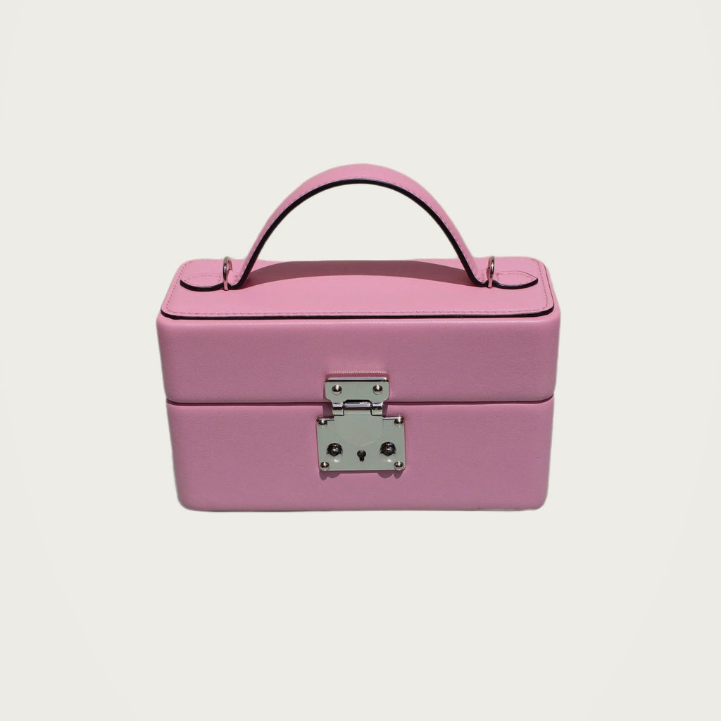 The Mirror Handbag - Pink on an ivory studio ground