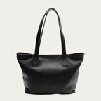 Tote Leather Bag in black calf leather on an ivory studio ground