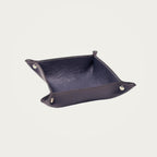 Dark blue calf leather valet tray, handmade in Italy